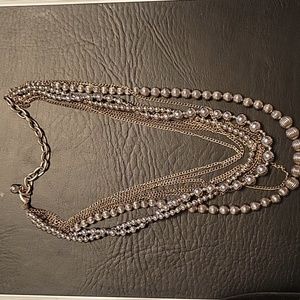 Premier Designs 9 strand necklace sliver tones